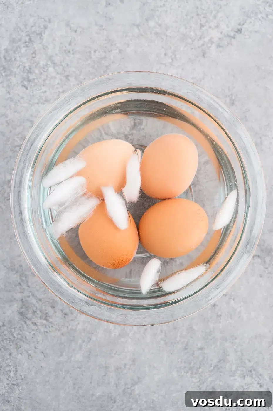 boiled egg in ice bath