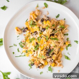 overhead shot of casserole on a white plate