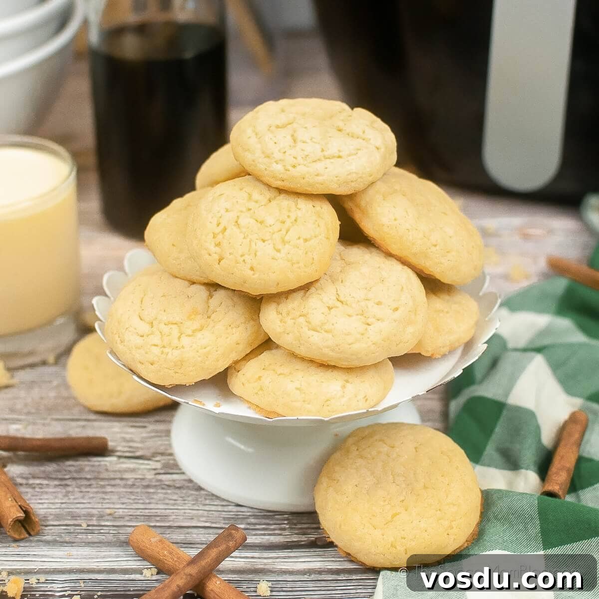 Air Fryer Eggnog Cookies Recipe for Holiday Baking 7 platter of eggnog cookies, piled high