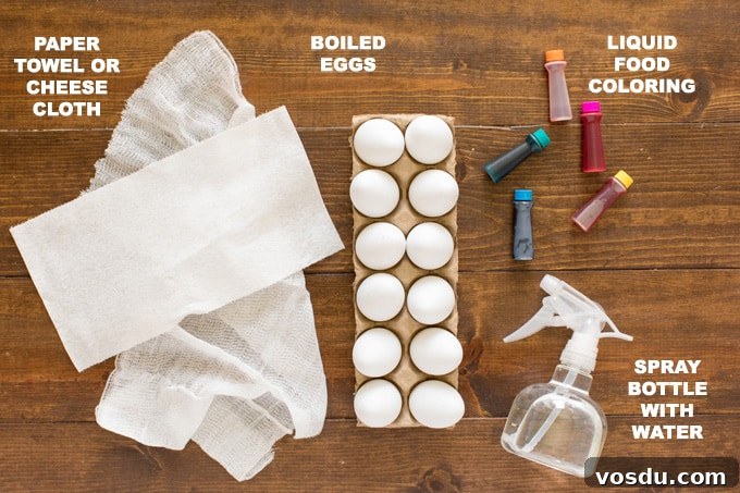 Tie Dye Easter Eggs are super fun for kids to get creative and create tons of different beautifully colored Easter eggs! Try these tie dye method this year! supplies for tie dye easter eggs