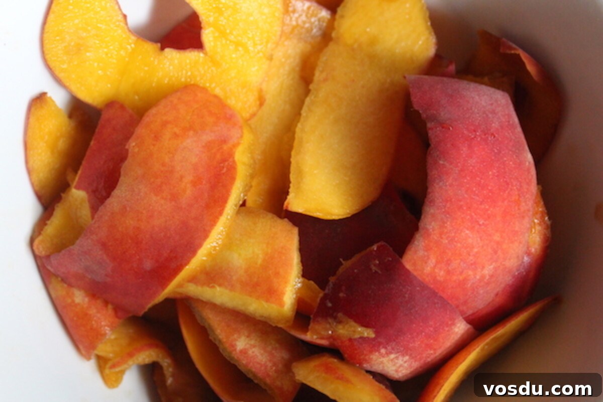 Homemade Peach Jelly Canning Recipe: Step-by-Step Guide 5 Peach peels saved for making peach scrap jelly