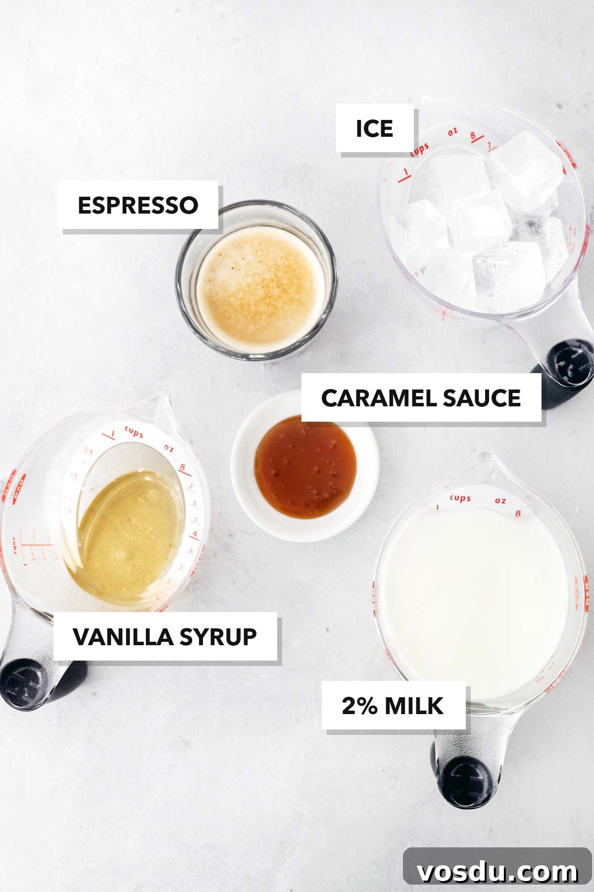 Starbucks Iced Caramel Macchiato copycat recipe ingredients.