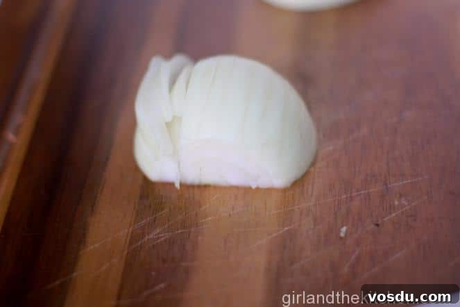 Comforting Chicken and Rice Soup Recipe for Weeknight Dinner 4 How to cut an onion from the girl and the kitchen