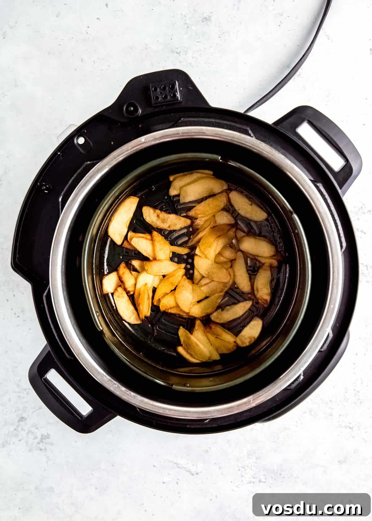 Crispy Cinnamon Air Fryer Apples Recipe 8 cooked buttered apples in air fryer