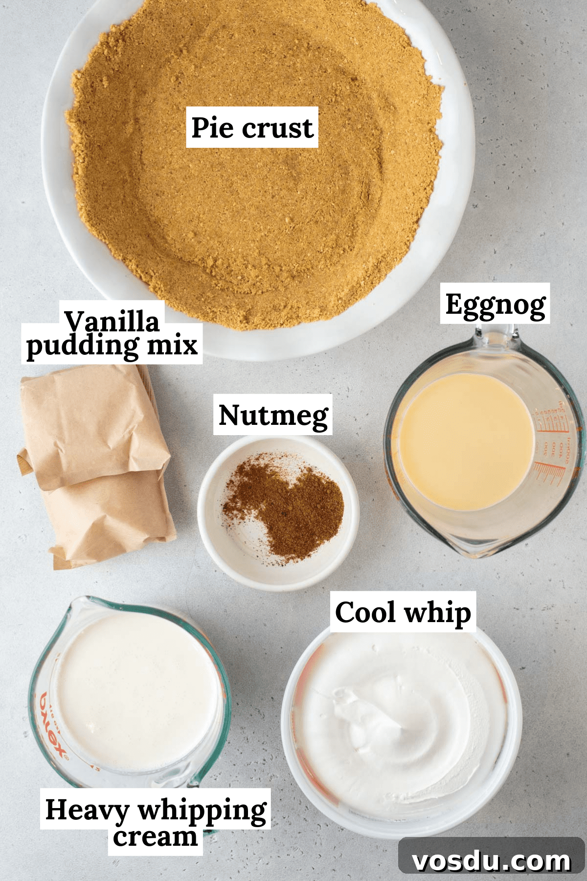 Eggnog pie ingredients