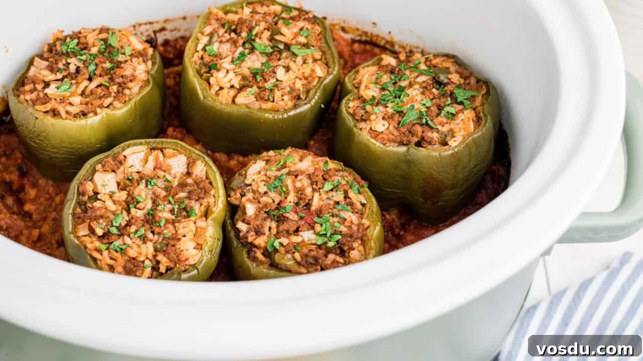 Slow Cooker Stuffed Peppers Beef and Rice