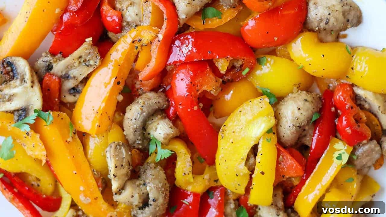 Air Fryer Peppers and Mushrooms