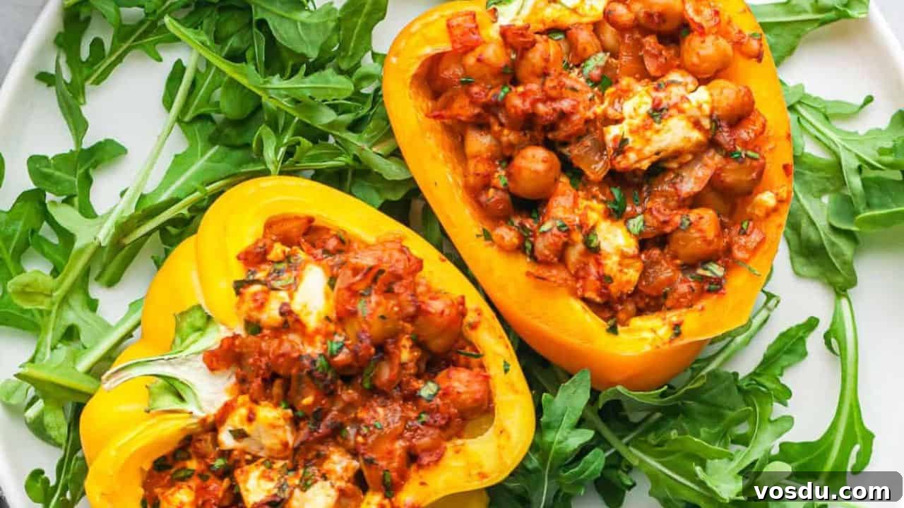 Harissa Chickpea Stuffed Peppers