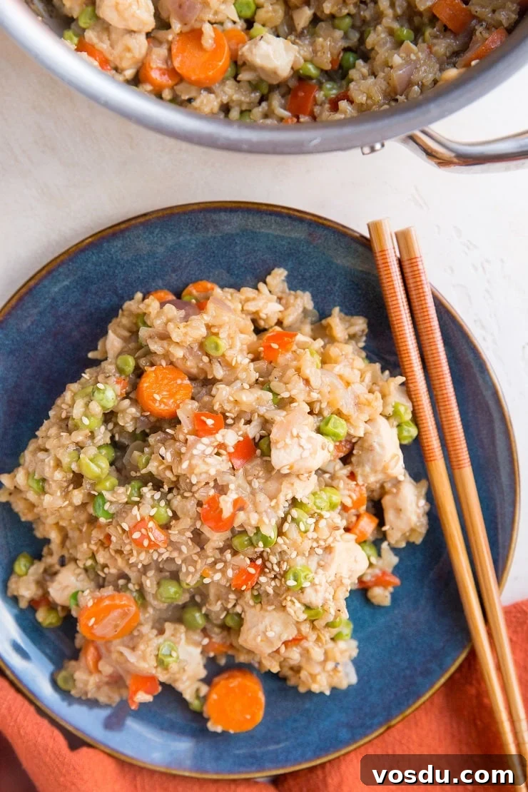 One-Pot Chicken Un-Fried Rice Recipe 2 One-Pot Chicken Un-Fried Rice is a healthier take on classic fried rice made in 40 minutes or less!