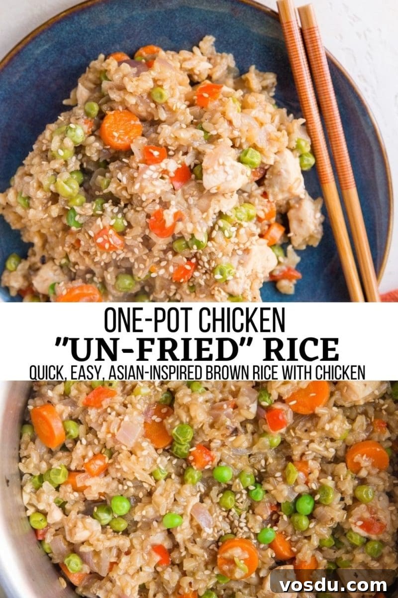 One-Pot Chicken Un-Fried Rice Recipe 10 One-Pot Chicken "Un-Fried" Rice - a healthy easy meal made in one pot that tastes like Asian-inspired fried rice.