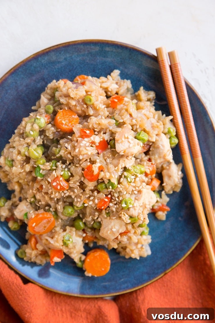 One-Pot Chicken Un-Fried Rice Recipe 3 Easy Healthy One-Pot Chicken Un-Fried Rice - an easier steamed version of fried rice that has similar flavors to the classic Chinese food.