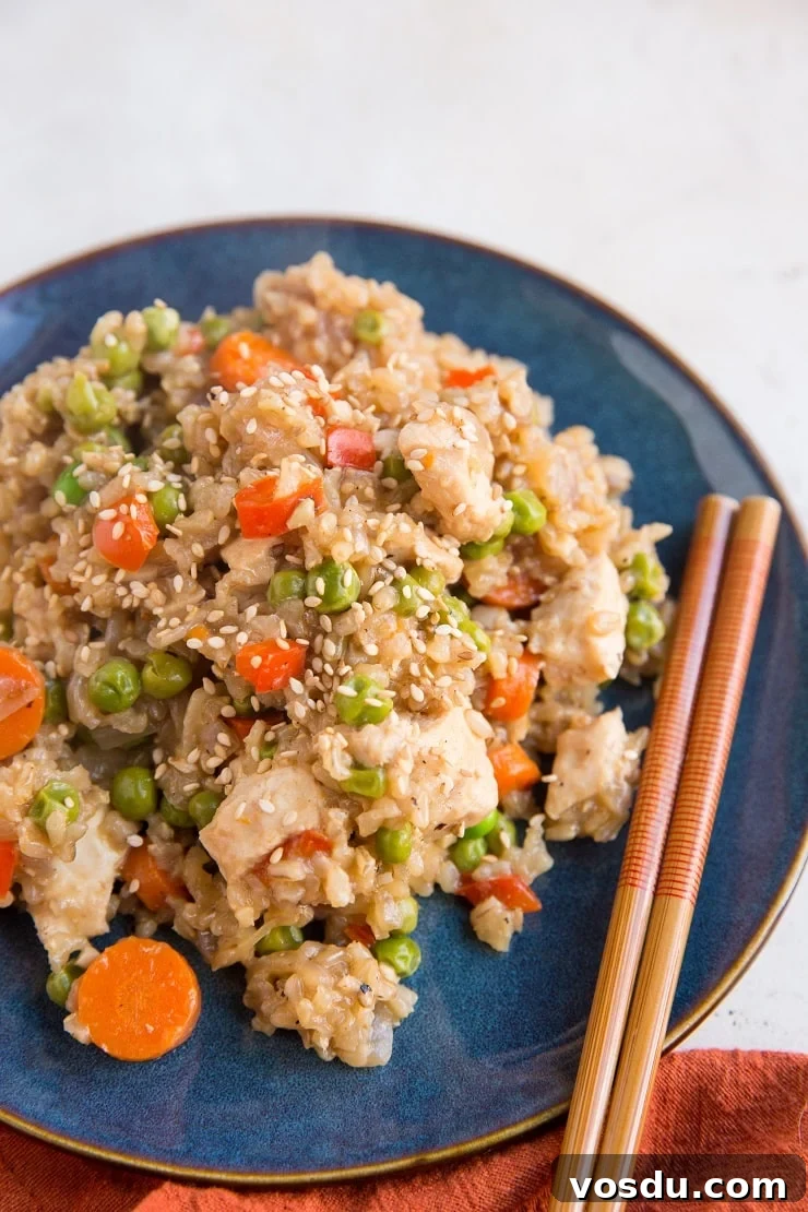 Easy One-Pot Chicken Un-Fried Rice is an easy, healthy take on the Chinese classic. Full of nutrients and easy to make!