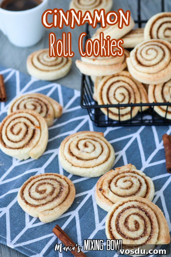 Cinnamon Roll Cookie Recipe — Soft Swirls in 30 Minutes 2 Cinnamon roll cookies on table