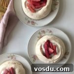 Mini Pavlovas with Rhubarb, Kaffir Lime & Coconut Cream 6 mini pavlovas rhubarb kaffir lime coconut