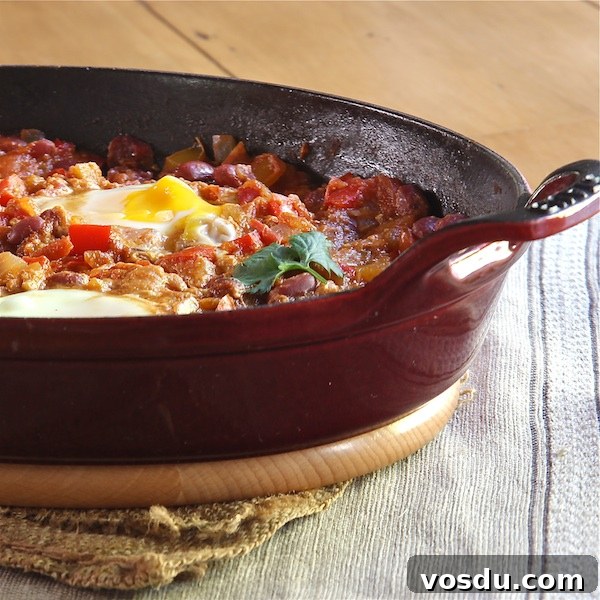 Vegetarian Moroccan Bean Chili with Poached Eggs Vegetarian Moroccan Bean Chili with Poached Eggs