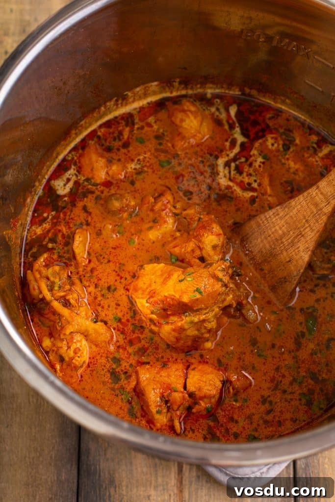 Indian chicken masala ready in an instant pot