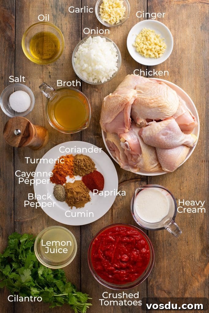 Ingredients to make Indian masala chicken
