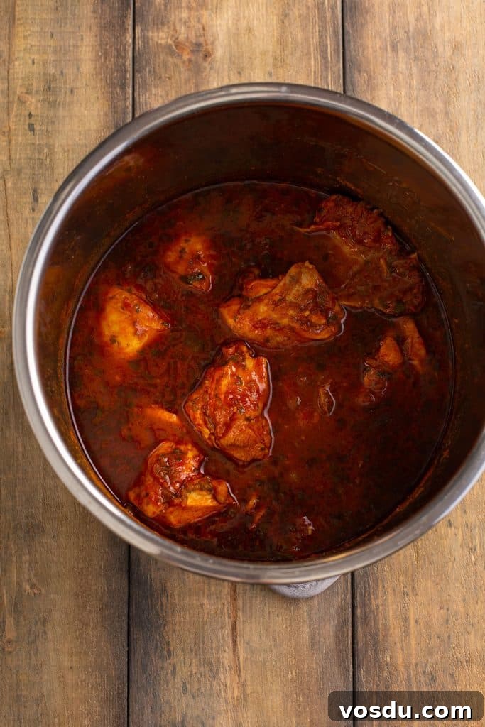Cooked chicken masala in the instant pot