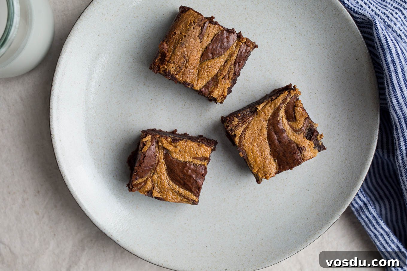 Gluten-Free Peanut Butter Swirl Brownies Recipe 12 brownies on plate