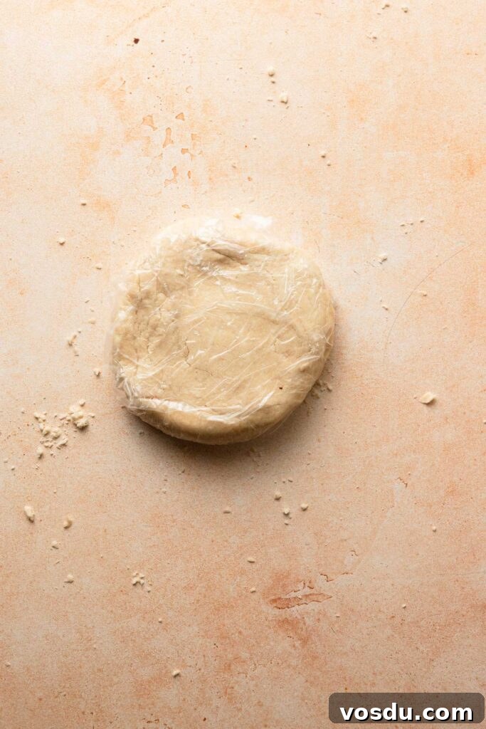 Wrapped pie dough disk