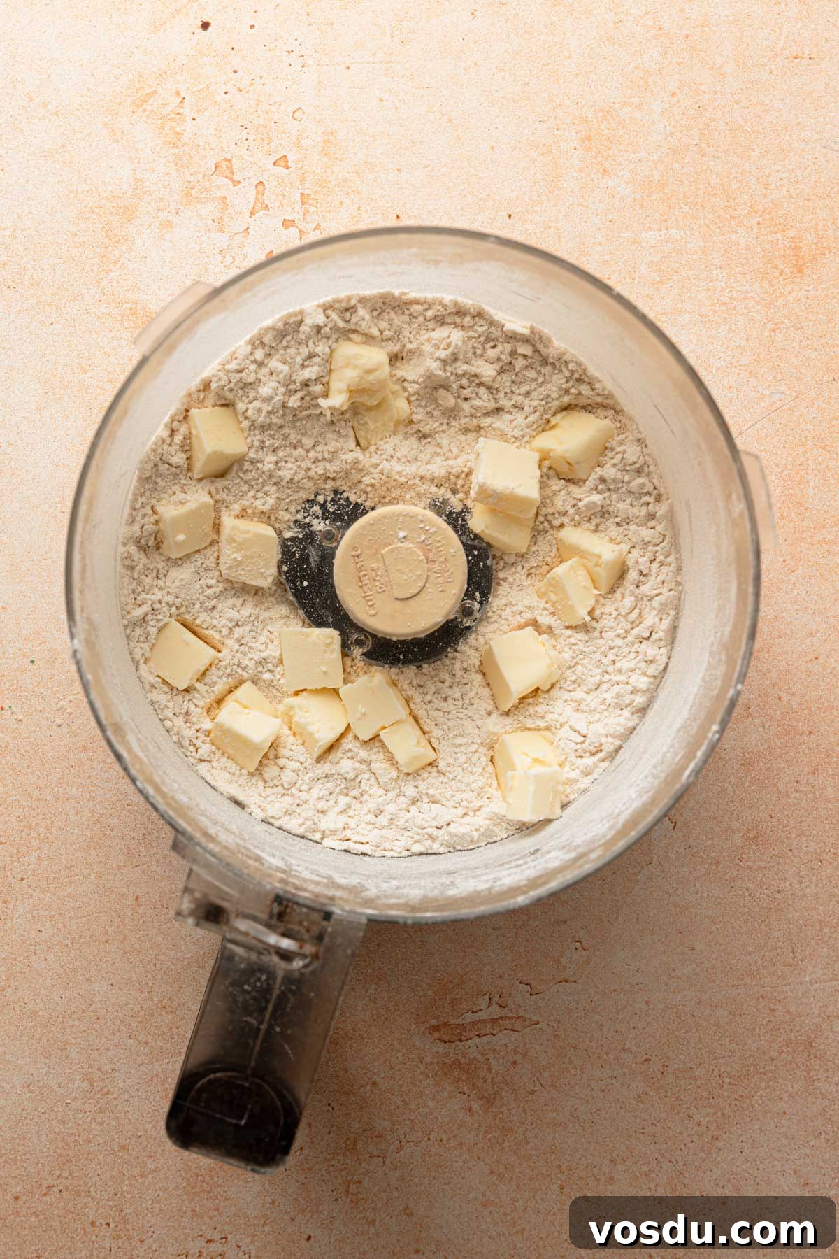 Butter pieces in flour