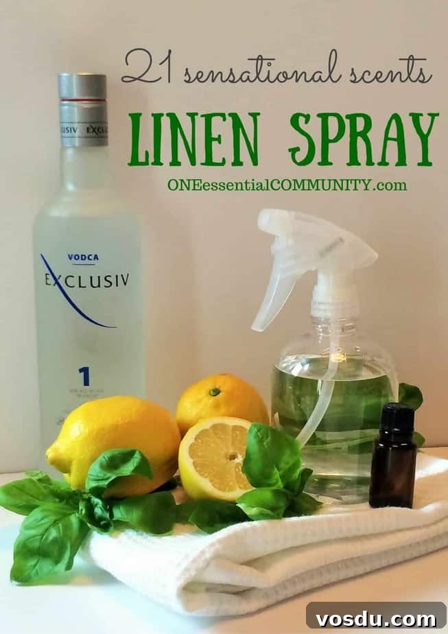 Linen Sprays: 21 Irresistible Scents to Refresh Your Home 2 Love this! DIY linen sprays in 21 amazing scents {with FREE PRINTABLE of all the recipes} -- there are citrus ones, floral ones, calming blends, energizing recipes, bedtime pillow sprays, and more! Perfect way to freshen upholstered furniture, pillows, rugs, draperies, clothes, towels, sheets, and more!