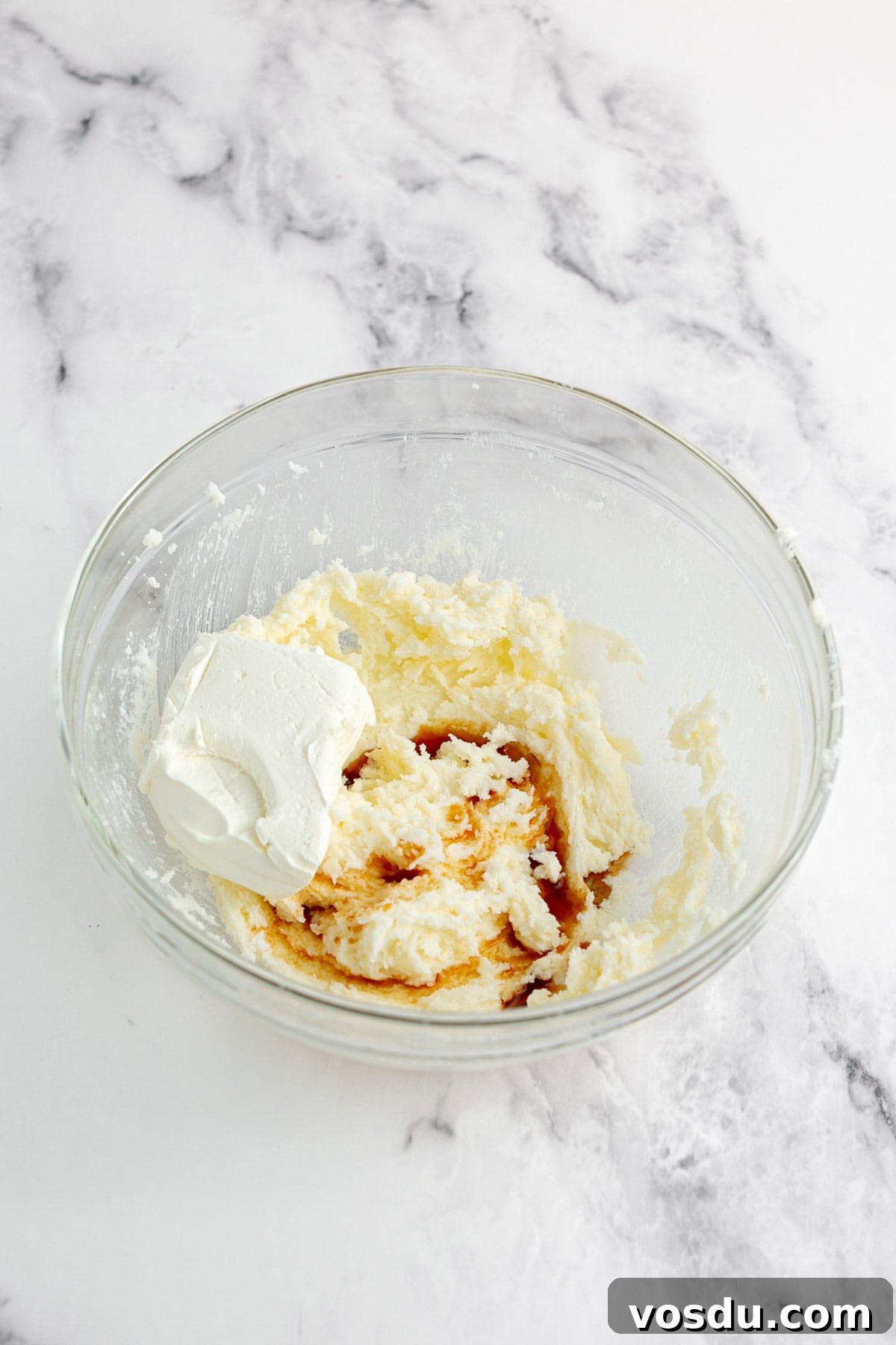 Step 2: add cream cheese and extracts