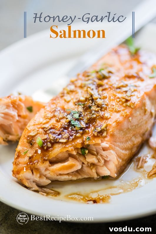 Baked Honey Garlic Salmon that's Easy Healthy Salmon Recipe | @bestrecipebox Baked Honey Garlic Salmon that's Easy Healthy Salmon Recipe on sheet pan