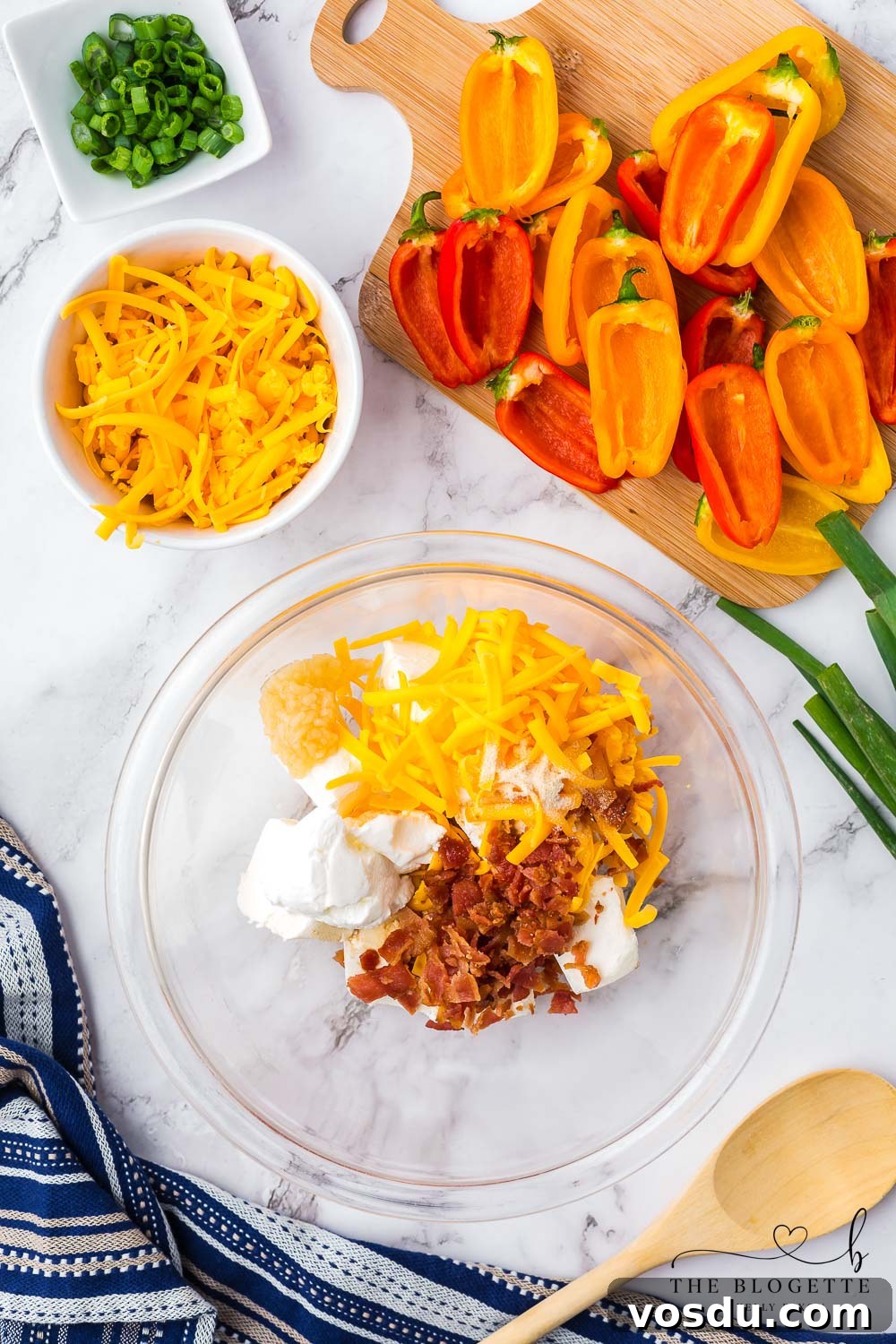 Stuffed Mini Peppers with Cream Cheese and Herbs 5 Cheese Mixture