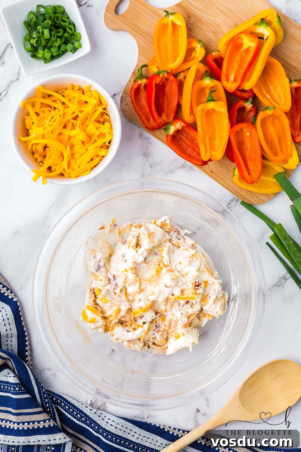 Stuffed Mini Peppers with Cream Cheese and Herbs 6 Cheese Mixture