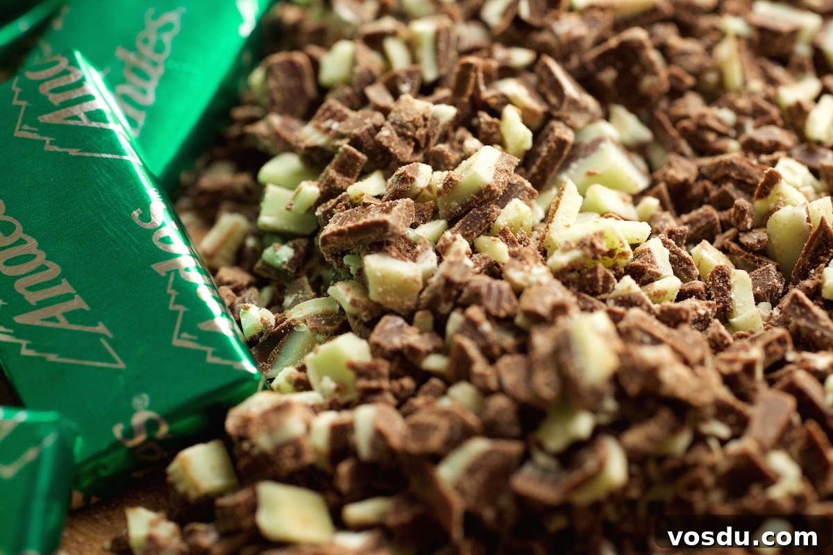 Mint Chocolate Cheesecake Popsicle Recipe: Creamy No-Bake Dessert 3 Extreme close up of chopped Andes mints used to coat mint chocolate cheesecake popsicles