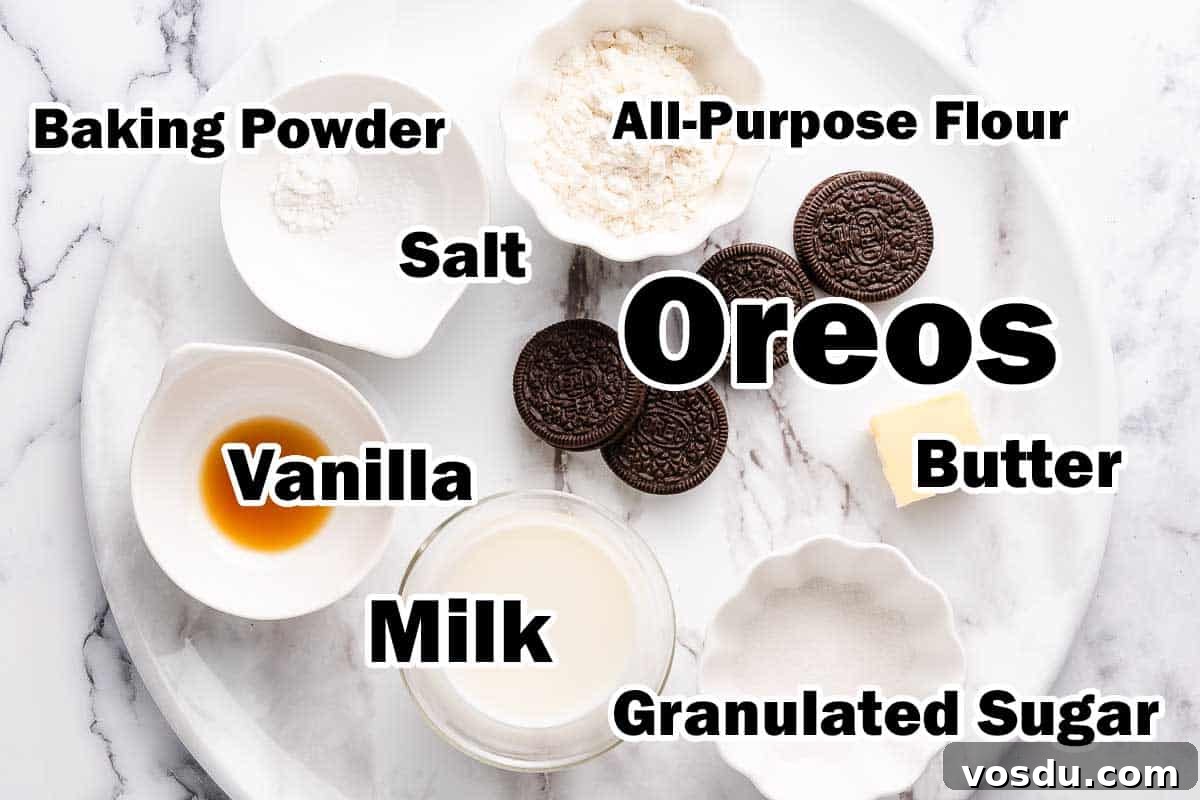 3-Minute Oreo Mug Cake Recipe You Can Make in a Microwave 3 Recipe ingredients with text overlay