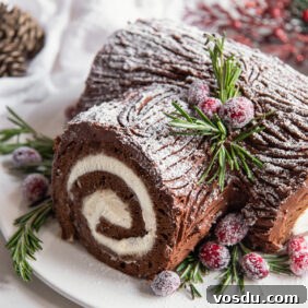 Classic Bûche de Noël Recipe: Traditional French Yule Log Cake 12 chocolate Bûche de Noël cake with mascarpone filling and chocolate ganache frosting.