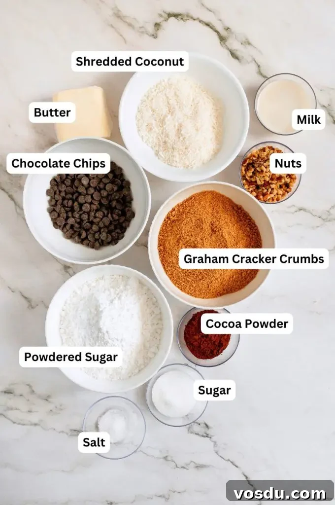 Gluten-Free Vegan No-Bake Chocolate Bars Recipe 3 No-bake chocolate bars are dessert squares made up of three rich dark chocolate layers and topped with chocolate sprinkles and bright white shredded coconut.