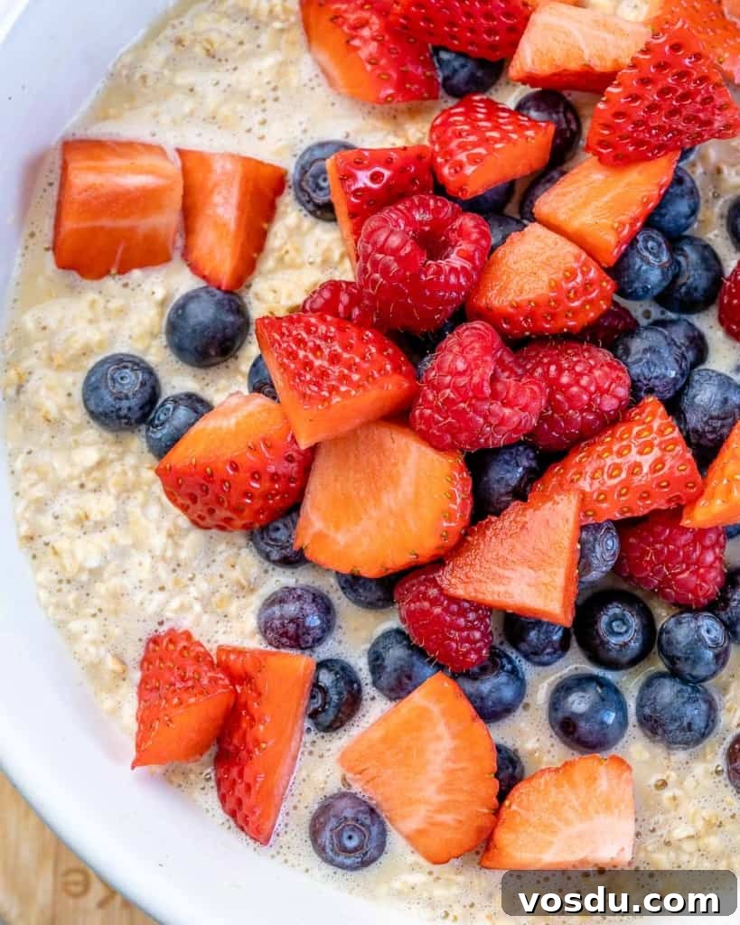 berries added over oatmeal mix 