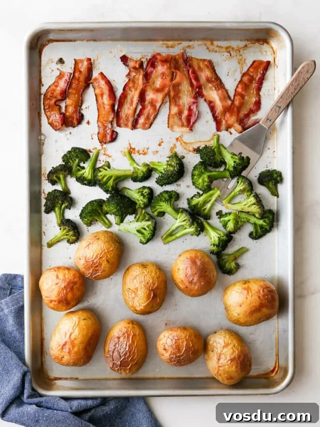 Loaded Baked Potato Sheet Pan Dinner -> Sheet Pan Loaded Baked Potato Dinner for Family Meals 3 baked potato sheet pan dinner done and ready for toppings