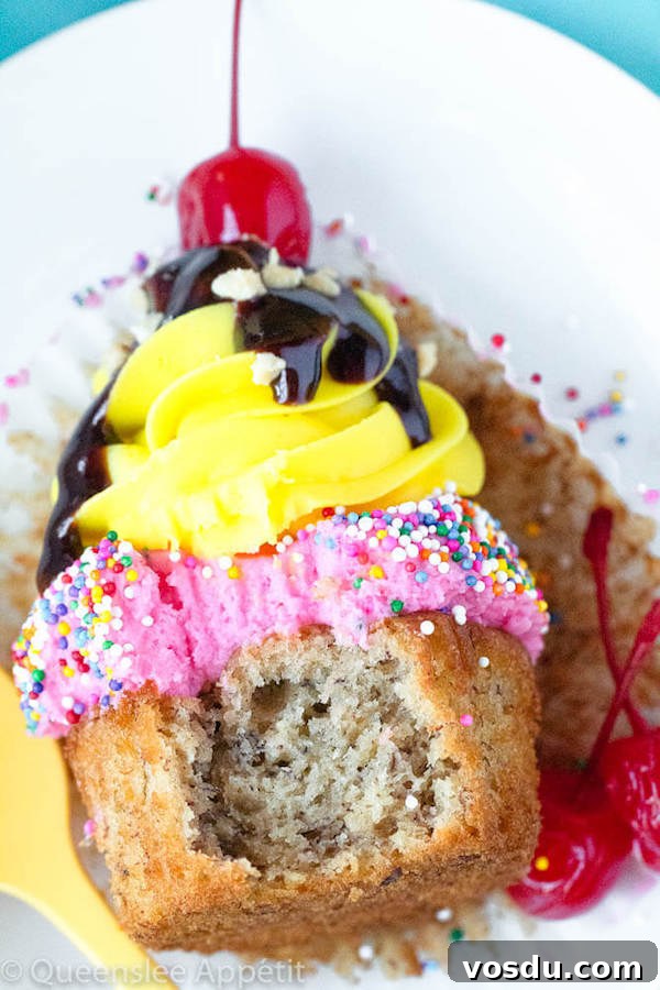 Banana split cupcakes final image