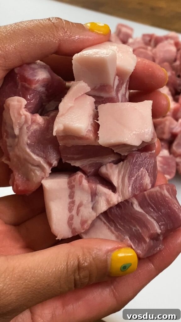 Authentic Filipino Pork Adobo Recipe — Tender, Savory Comfort 3 raw cubed pork belly