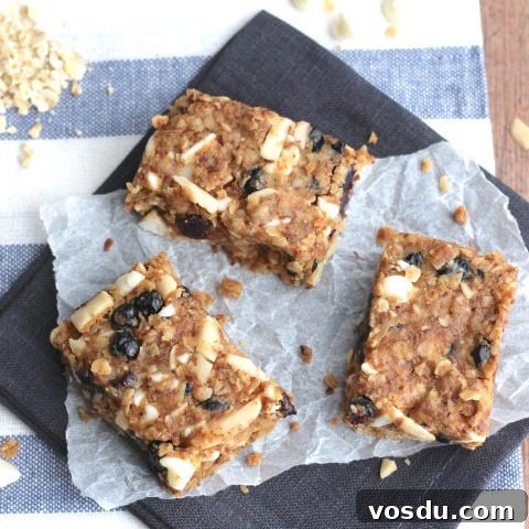 No-Bake Blueberry-Almond Oatmeal Bars with White Chocolate