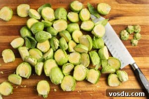 Crispy Roasted Brussels Sprouts with Feta and Lemon Zest 16 This is a picture of chopped Brussels sprouts.