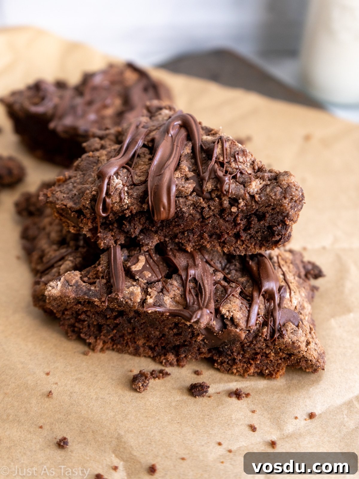 Gluten-Free Eggless Triple Chocolate Scones Recipe 5 Stack of chocolate scones.