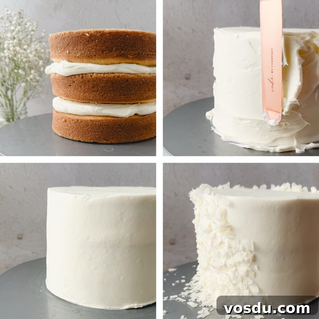 Coconut Layer Cake Recipe with Creamy Coconut Frosting 6 Decorated coconut cake