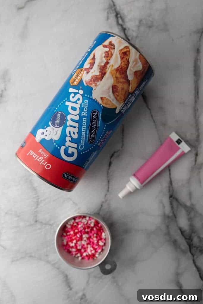 Heart-Shaped Cinnamon Rolls for Valentine’s Day Using Canned Dough 3 Ingredients on the counter