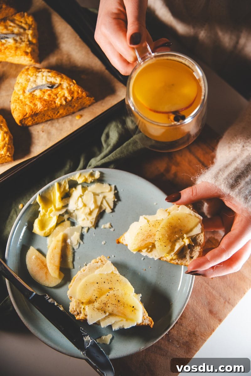 Walnut and Sage Cheese Scones with Spiced Pickled Apples 5 Cheese Scones & Pickled Apple - Georgie Eats