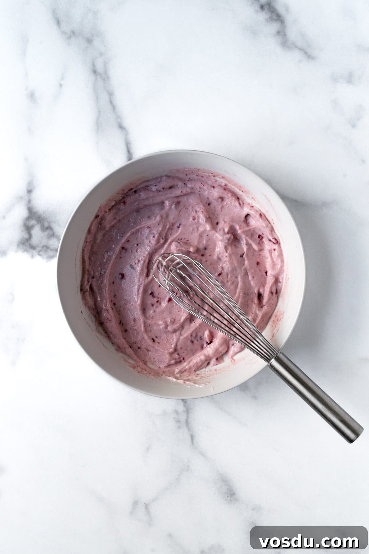 Cranberry Turkey Salad Recipe for Holiday Leftovers 4 Greek Yogurt Cranberry Dressing in a white bowl.