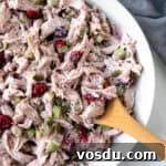 Cranberry Turkey Salad in a white bowl.