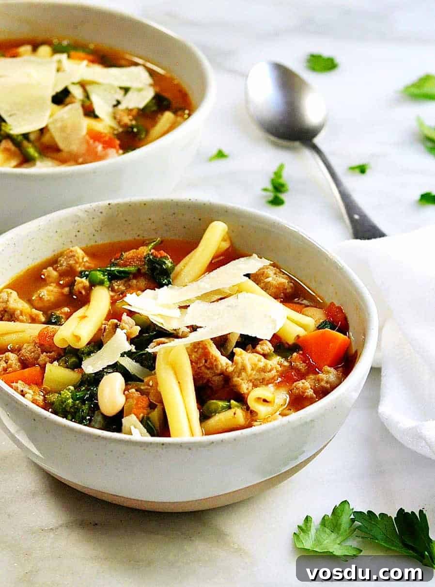 Classic Pasta e Fagioli: Hearty Italian Pasta and Bean Soup 3 Pasta e Fagioli soup served in ceramic bowls