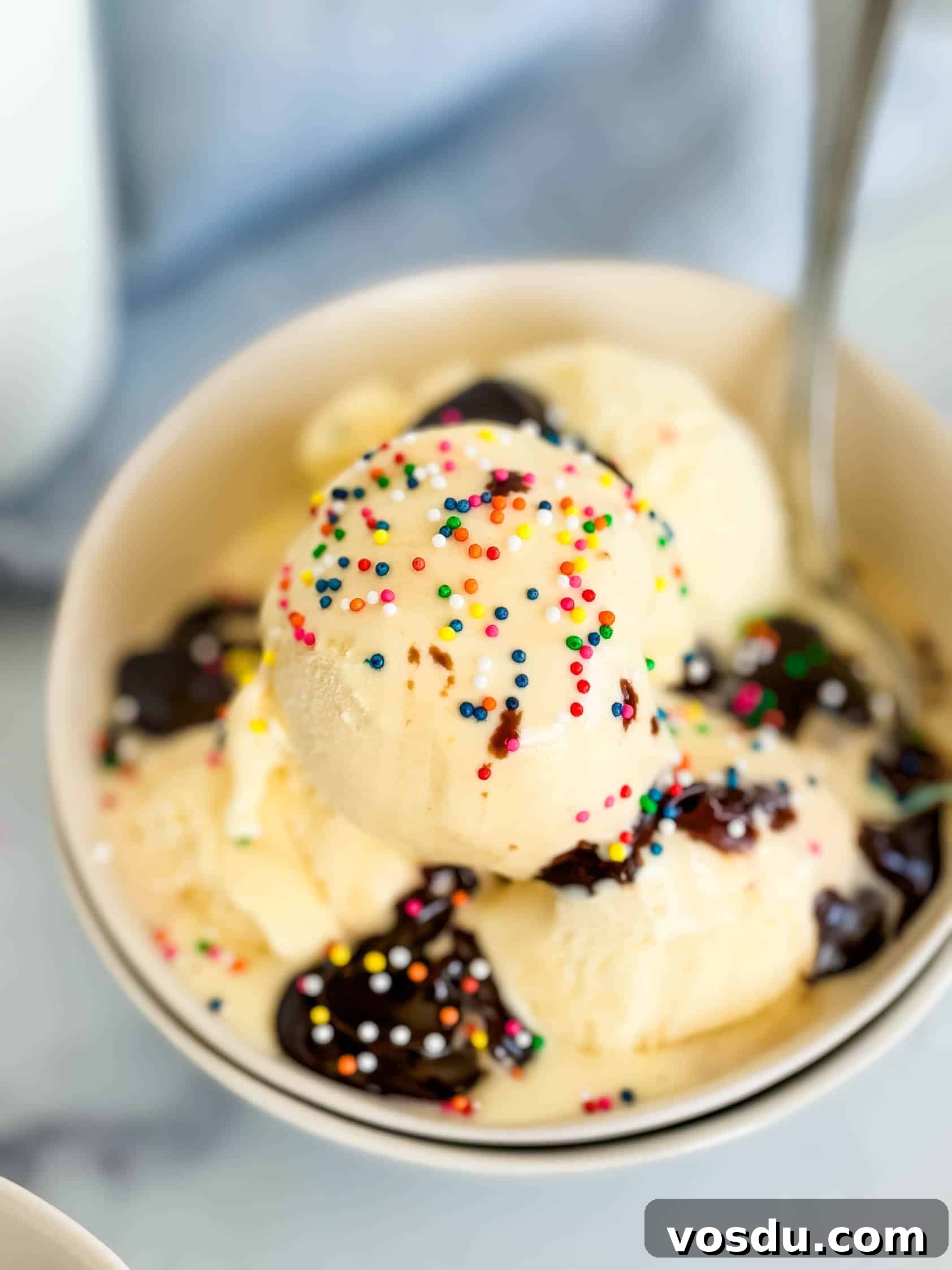 Creamy Homemade Vanilla Ice Cream Recipe You’ll Love 4 Colorful sprinkles on top of vanilla ice cream.