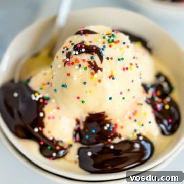 Creamy Homemade Vanilla Ice Cream Recipe You’ll Love 10 Vanilla custard ice cream with hot fudge.