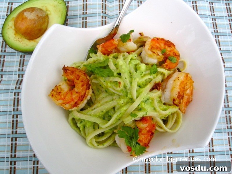 Creamy Avocado Pasta with Garlic Butter Shrimp 3 Pasta with Avocado Sauce and Garlic Shrimp